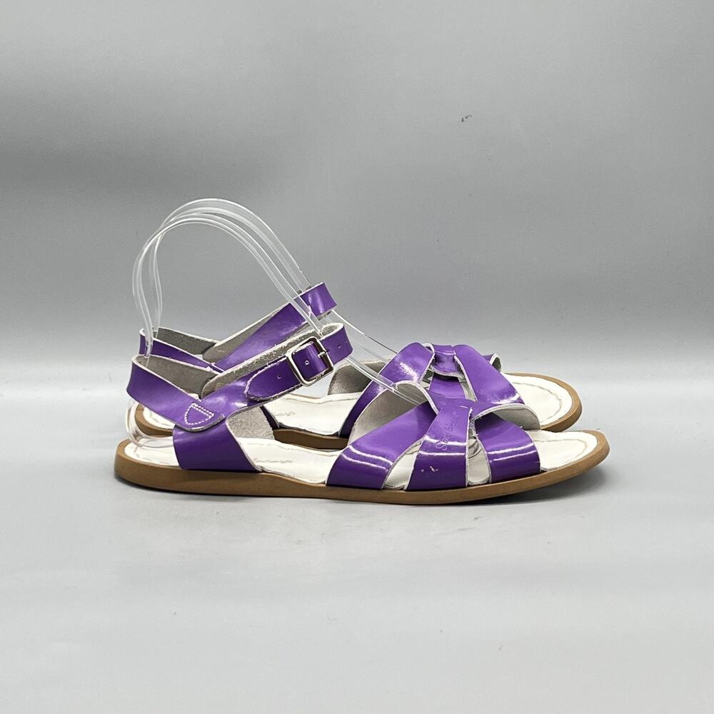 Salt Water Sandals Womens 7 Purple Leather Strappy Ankle Strap Flat Shoes